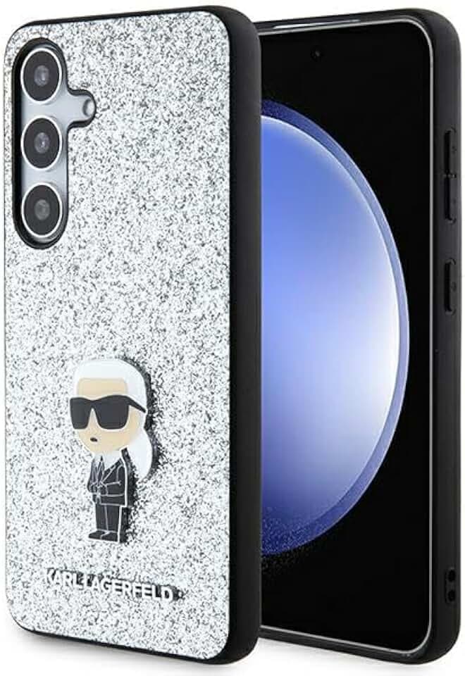 CG MOBILE Karl Lagerfeld KLHCS24SGCNPSG Hülle für S24 S921 Silber hardcase Fixed Glitter Ikonik Logo Metal Pin