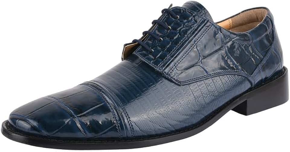 Mens Animal Print Genuine Leather Lace Up Oxford Dress Shoes