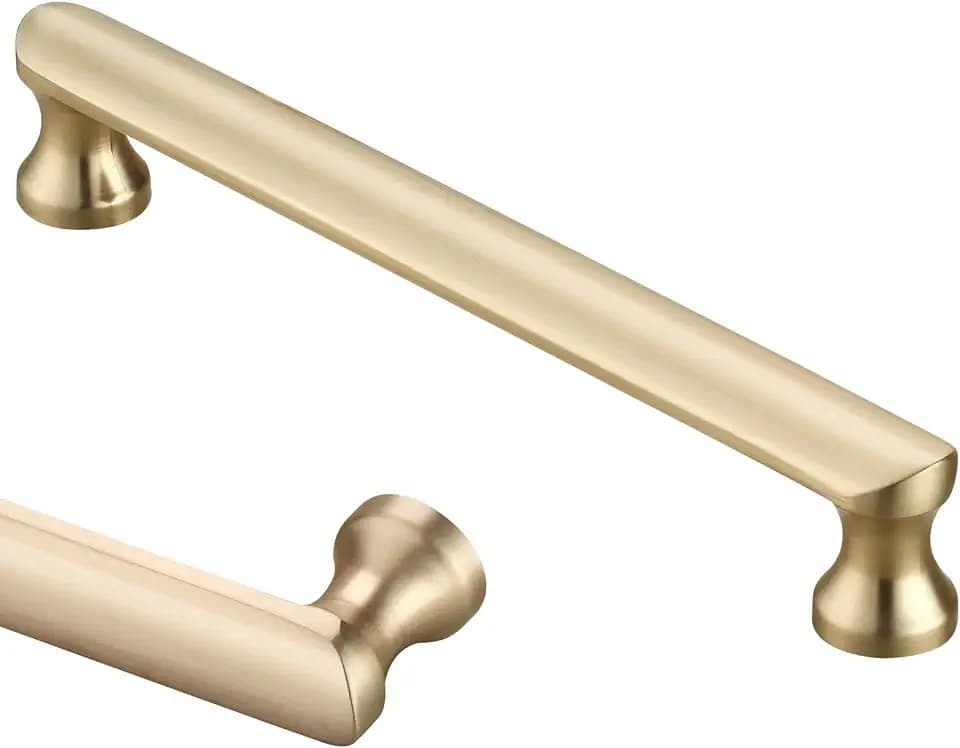 Gold Cabinet Handles - 10 Pack, 7.5 Inch (192mm) Hole Spacing, Brushed Brass and Gold Kitchen Cabinet Pulls
