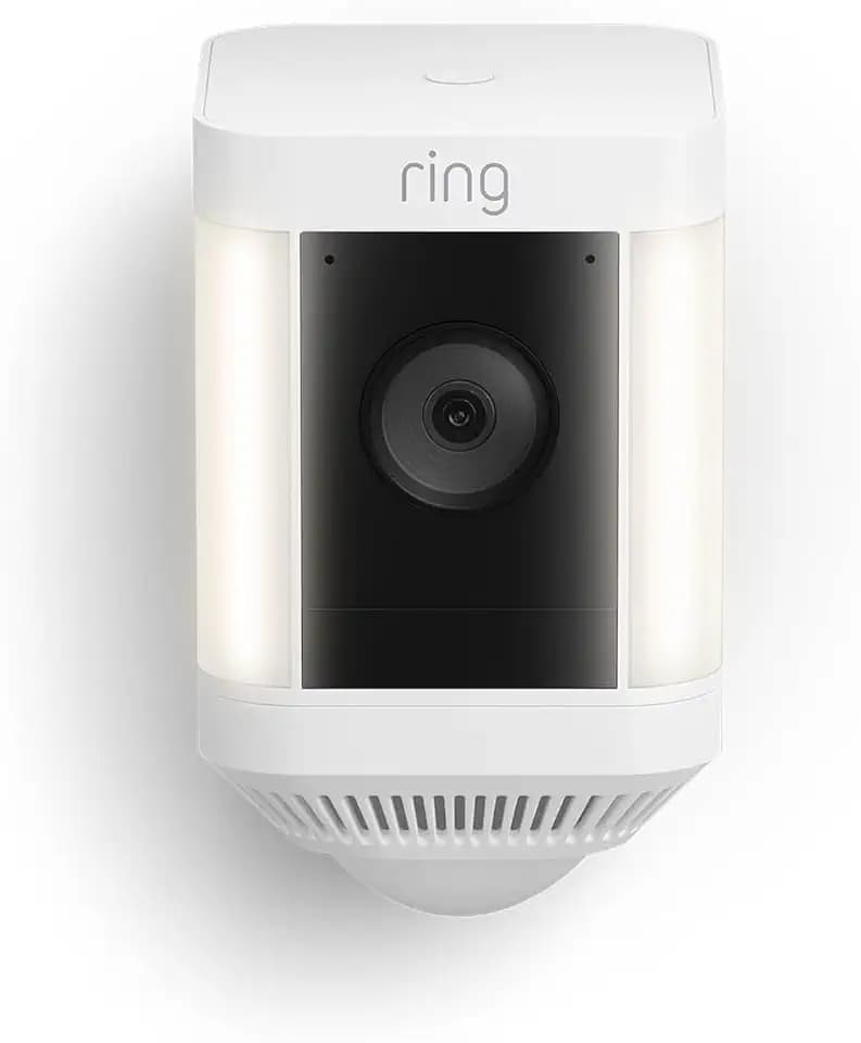 Ring Spotlight Cam Plus, Battery, Home or Business Security with HD video, Two-Way Talk, Color Night Vision, and Security Siren, White
