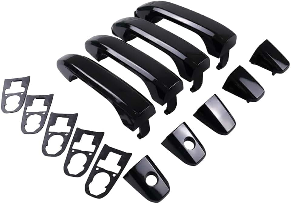 1 Lot Exterior Door Handle Compatible with 2014-2018 Chevrolet Silverado Suburban Tahoe GMC Sierra Yukon (Black)