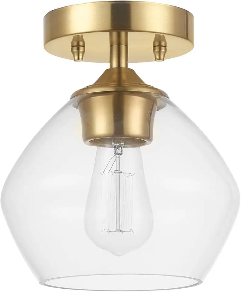 1-Light Semi-Flush Mount Ceiling Lighting with Clear Glass Shade