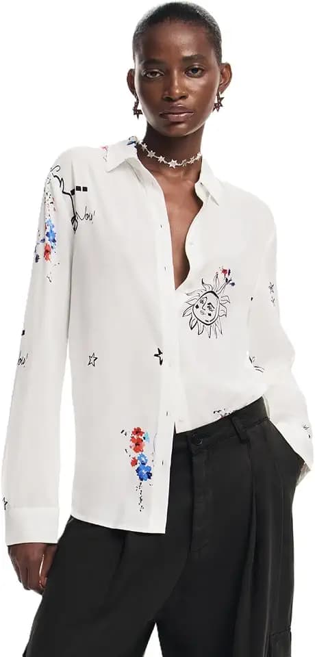 Desigual Damen Woman Woven Shirt Long Sleeve Blouse (1er Pack)