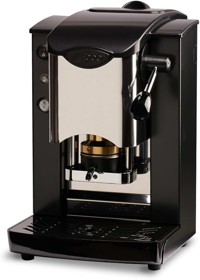 Faber COFFEE MACHINES | Edelstahl-Steckplatz-Modell | 44 mm Kaffeemaschine | Farbe Burgund Kunststoff Schwarz | Messing-Padspresse (Black/Black)
