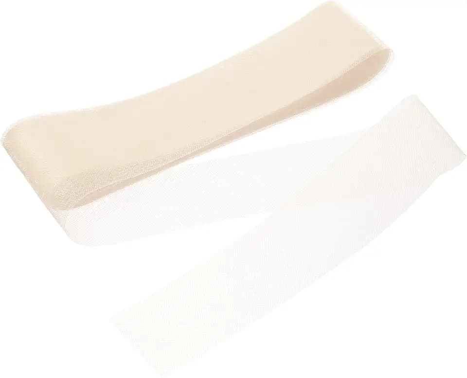 QUARKZMAN 22.86m x 60mm Polyester Rosshaargeflecht, Rosshaargeflecht Band zum Nähen, Netzband, Steifer Zopfbesatz, für Hochzeiten, Tanzkleider, Kleider, Hüte, Besatzzubehör, Hellbeige