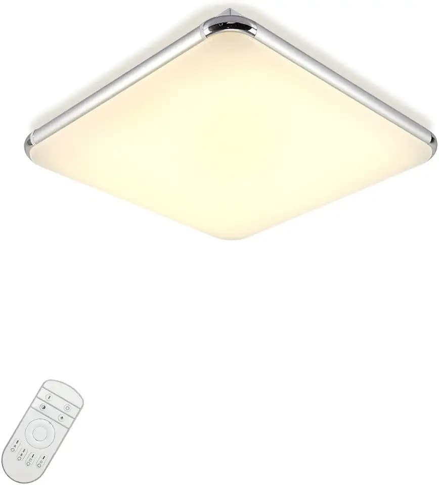 Led Deckenleuchte Dimmbar mit Fernbedienung steuerbare Farbtemperatur 36W Fur Wohnzimmer, Schlafzimmer, Küche und Esszimmer (silber) JDONG 10506-36W-WJX
