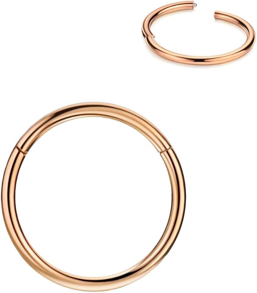316L Surgical Steel Hypoallergenic Hinged Nose Ring Hoop for Women & Men