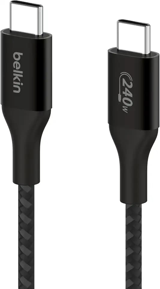 Belkin USB C to C 240W Braided Cable, 3.3ft, iPhone Charger Cord