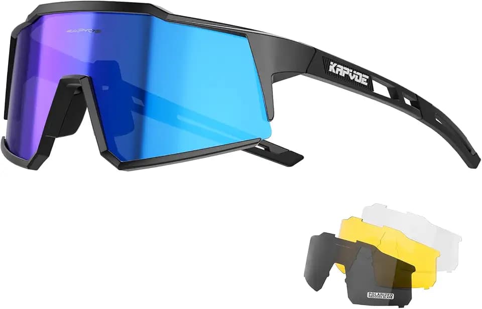 KAPVOE Fahrradbrille 4 Wechselgläser UV400 TR90 Herren Damen K9022