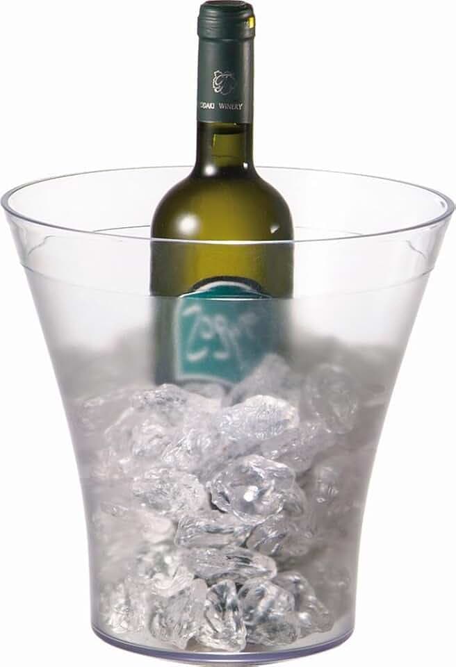 APS 36066 Weinkühler/Sektkühler mit glasklarem Rand, transparent gefrostet - Abmessungen: 22 x 22 cm, Höhe: 23 cm, Volumen: 4 Liter
