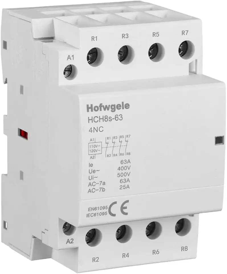 HCH8s-63 4NC AC contactor 4 Pole 63A Four Normally Closed (NC) 110V/120V Coil Voltage 35mm DIN Rail Mount