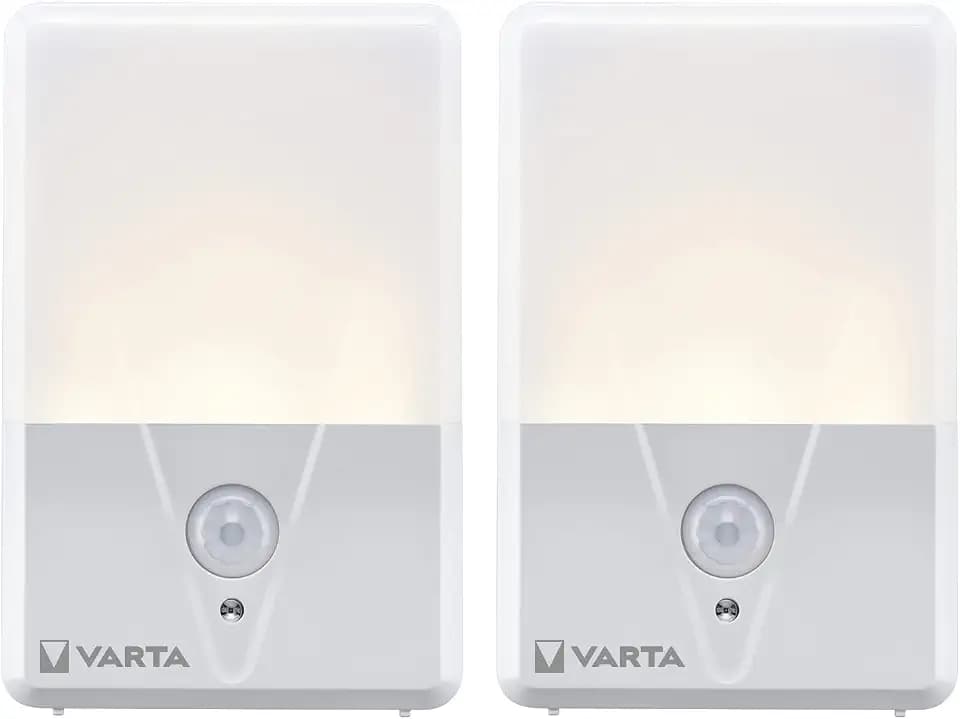 VARTA Nachtlicht mit Bewegungssensor LED, 2 Stück, unbestückt, Motion Sensor Night Light Twin Pack, läuft mit 3x AAA Batterien, einfache Installation, automatische Abschaltung