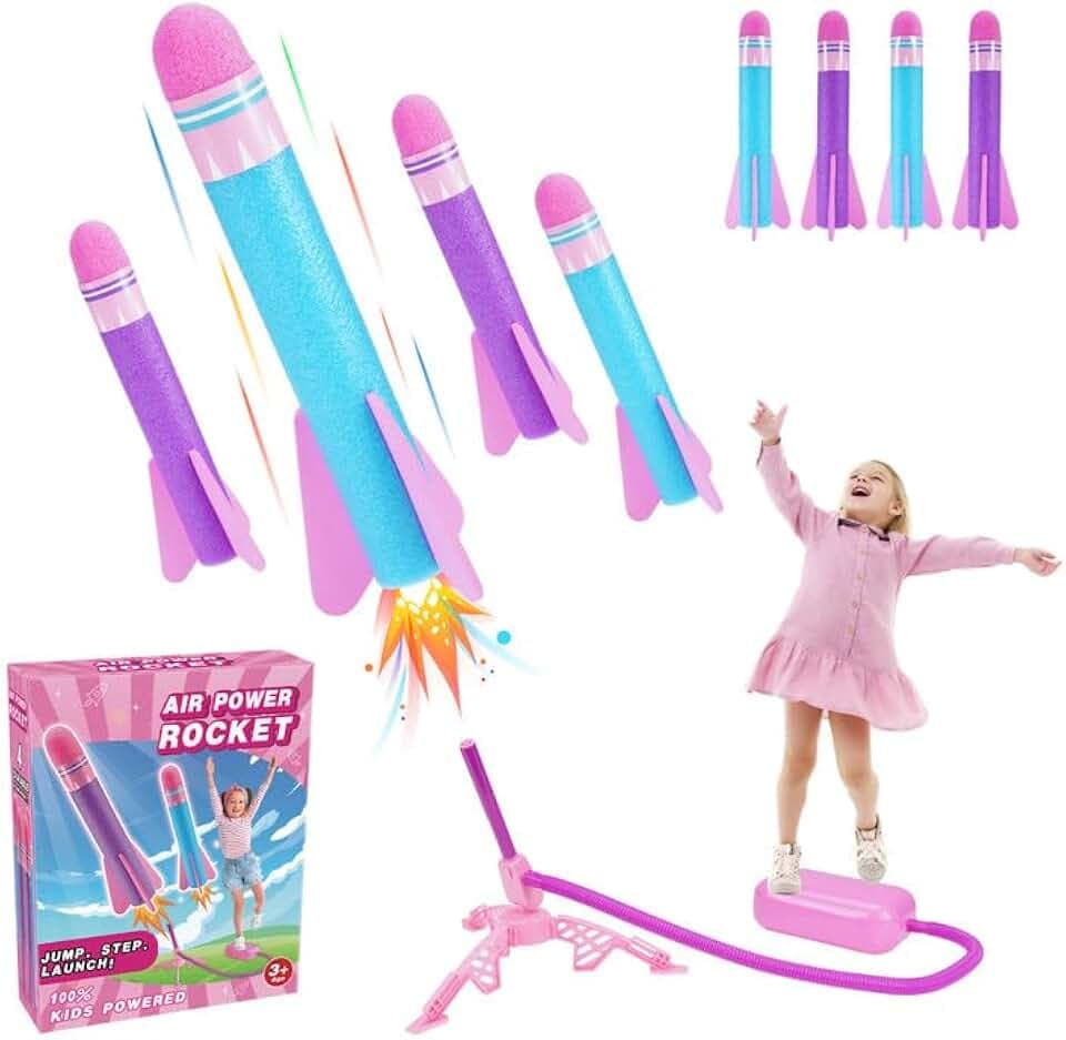 HappyGoLucky Schaumstoff Rakete Spielzeug Launcher, 4/8 Stück, Outdoor-Spielzeug für Kinder, Jungen und Mädchen