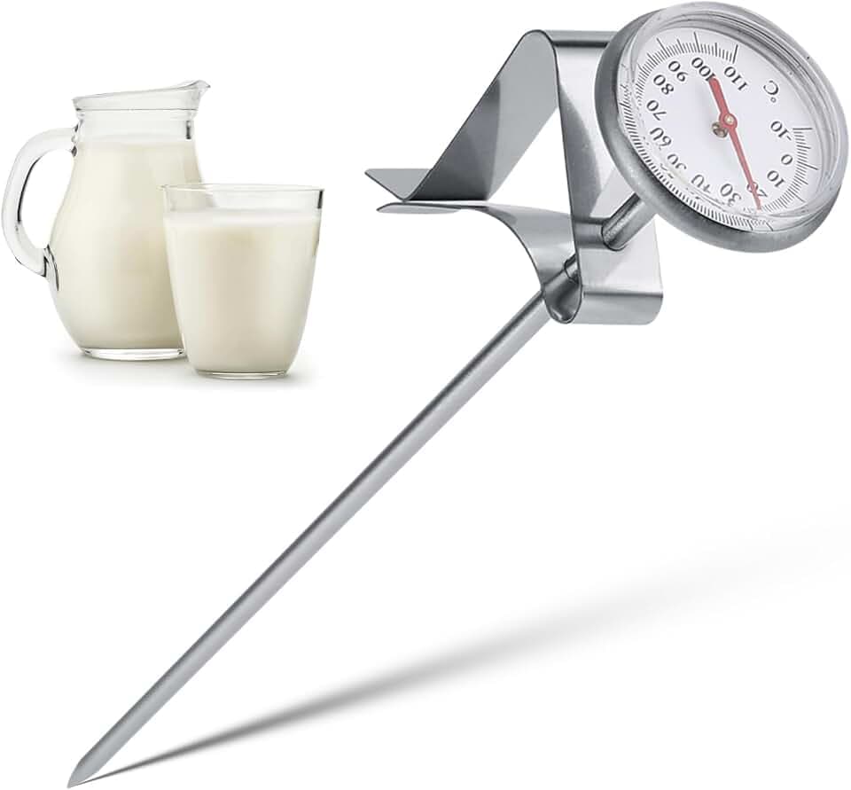 VBESTLIFE Edelstahl Milch Thermometer,-10~110 Kaffee Thermometer für Küche,BBQ, Essen, Steak, Türkei, Süßigkeiten, Milch,Bad Wasser usw.