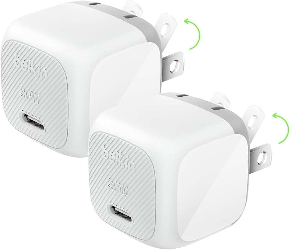 Belkin 20W Compact USB C Charger Block, 2 Pack, Fast Charging for Travel