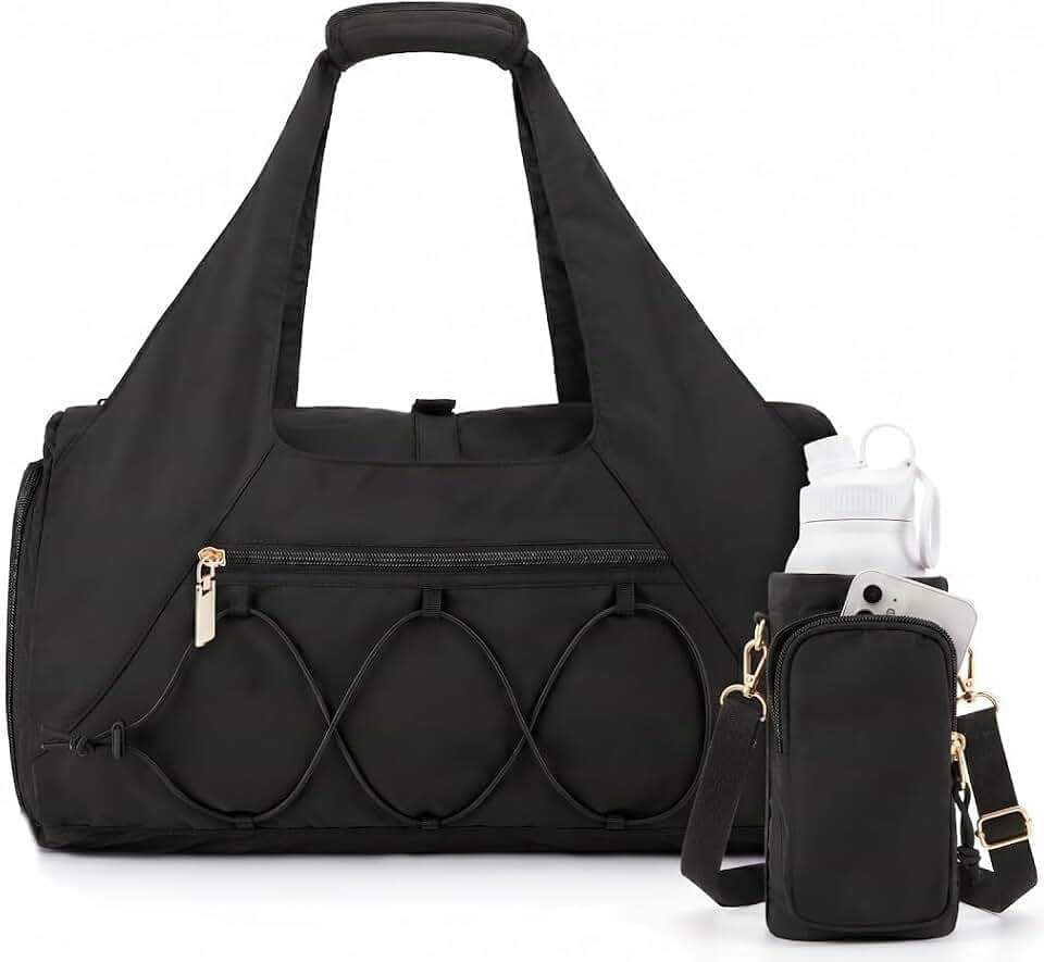 Gym Bag for Women, Yoga Mat Bag with Shoe Compartment and Wet Pocket, Sport Yoga Gym Bag with Yoga Strap, Carryall Yoga Tote Bag
