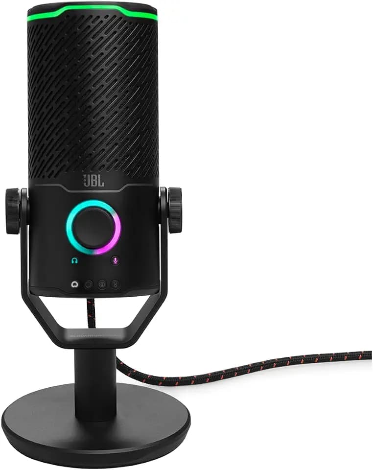 JBL Quantum Stream Studio – USB-Mikrofon mit dreifachem Kondensator und vier Aufnahmemustern für Streaming, Aufnahmen und Gaming – Schwarz