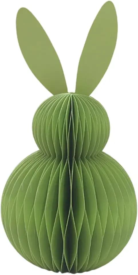 Dekohelden24 XXL Deko Honeycomb, Papier Honeycomb, Osterdeko, Wabenhase aus Seidenpapier, Osterhase aus Papier/Pappe in Hellgrün, Magnetisch, Lieferumfang 1 Stück, L/B/H 16 x 16 x 30 cm.