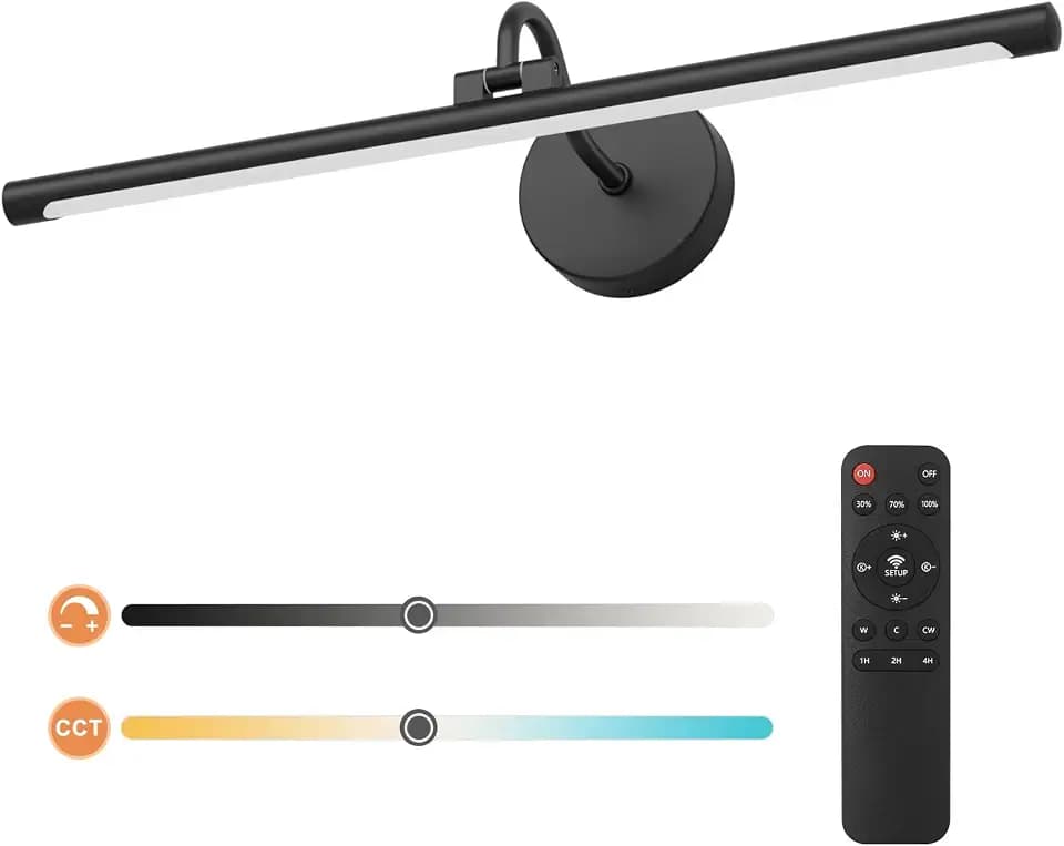Tipace Hardwired Black Picture Lights for Paintings,23.6IN 3CCT Dimmable Modern Gallery Light with Remote Control Led Wall Art Lighting Display Artwork