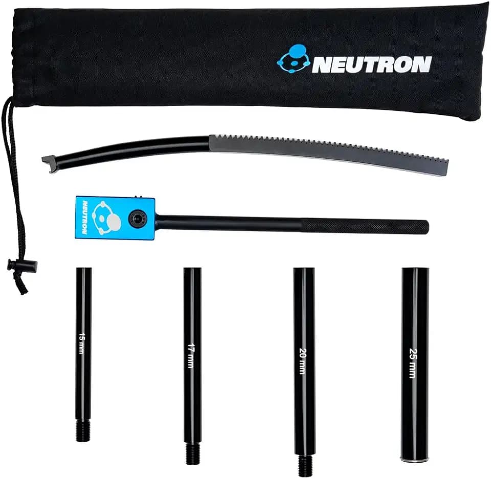 Neutron Tire Changing Tool Kit – Mounting Arm Tool with Axles for 16–21” Wheels | Prevents Pinched Tubes & Rim Damage | Fits 15mm–25mm Axles | Carry Bag Included