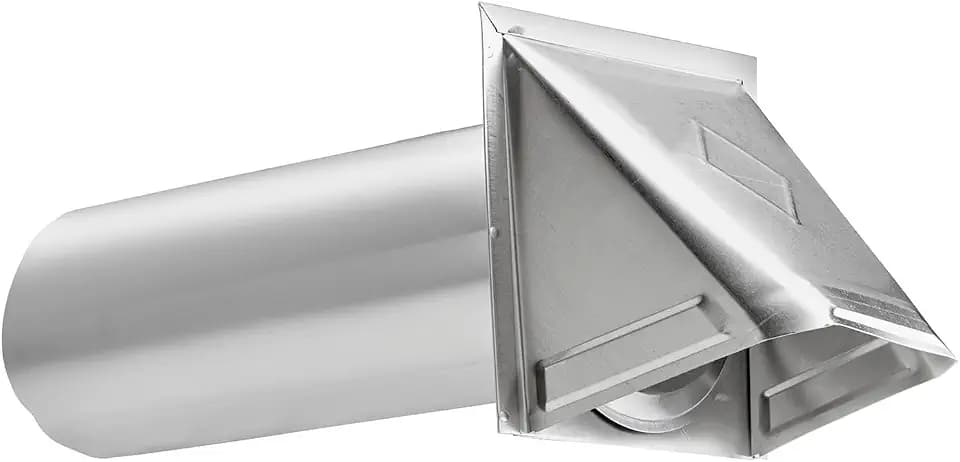 Lambro 3440 4-In. Aluminum Wall Exhaust Hood Vent with Damper and 11-In. Pipe, No Interior Trim Plate, 3440