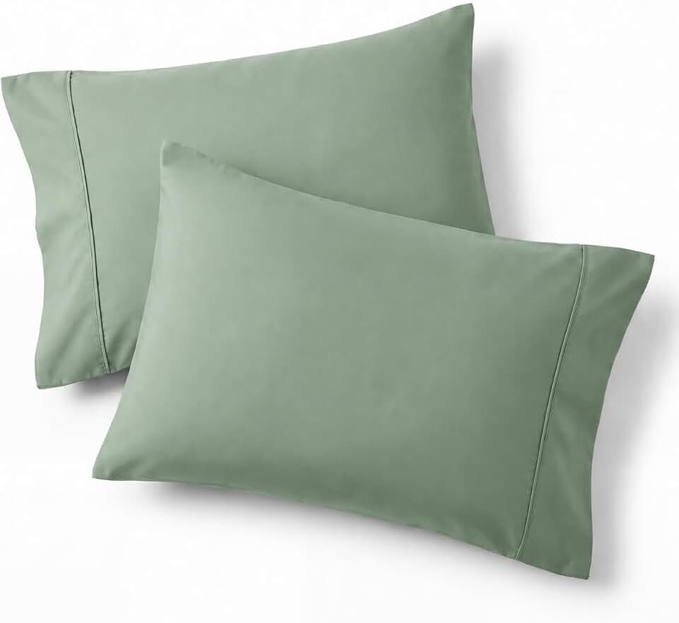 Bedsure Pillow Cases Standard Size Set of 2 - Sage Green Brushed Microfiber Pillowcases, Super Soft and Cozy Pillow Sham Coverswith Envelope Closure, Wrinkle, Fade Resistant, 20x26 Inches