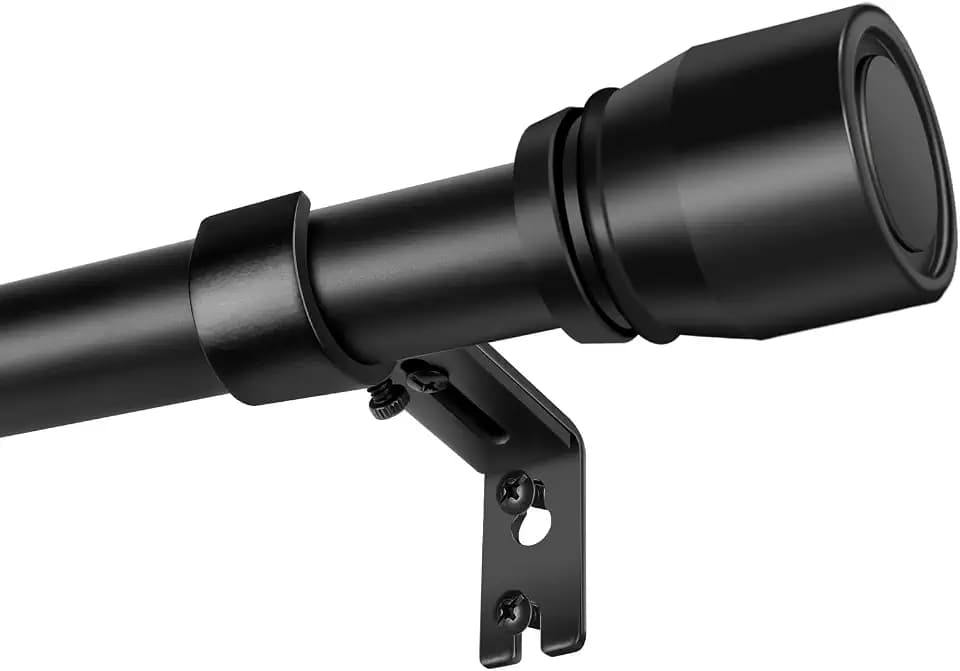 Curtain Rods 30 to 240 Inch 1 Pack Heavy Duty Adjustable Matte Black Rod