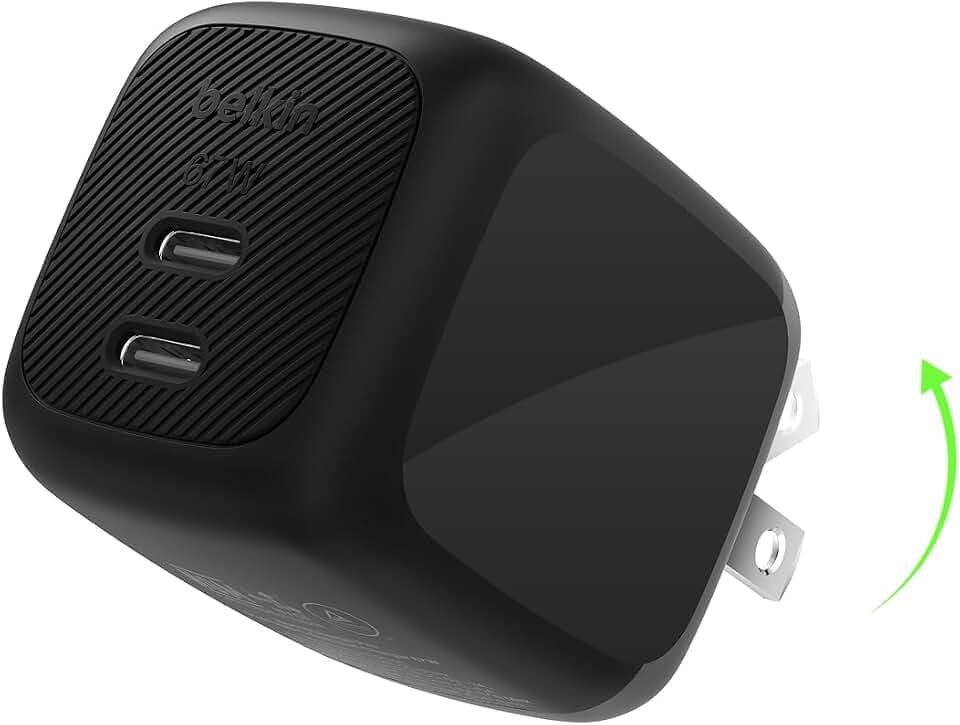 Belkin 67W Dual-Port GaN USB C Charger Block, Fast Charging