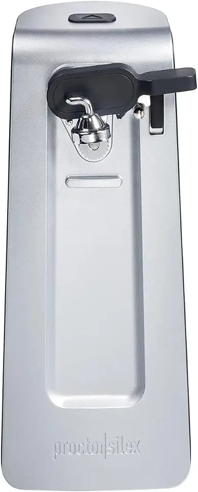 Proctor Silex SureCut Electric Automatic Can Opener for Kitchen with Stainless Steel Blade, Twist-off Easy-Clean Lever, Cord Storage, Extra Tall, Silver (75225)