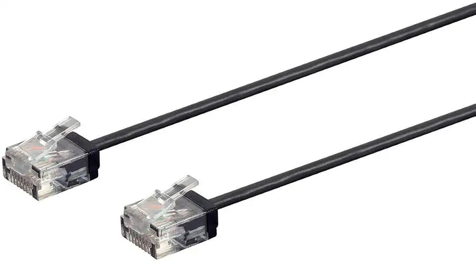Monoprice Cat6 Ethernet Patch Cable - Snagless, 550MHz, UTP, 32AWG, 7 Feet, Black - Micro SlimRun Series
