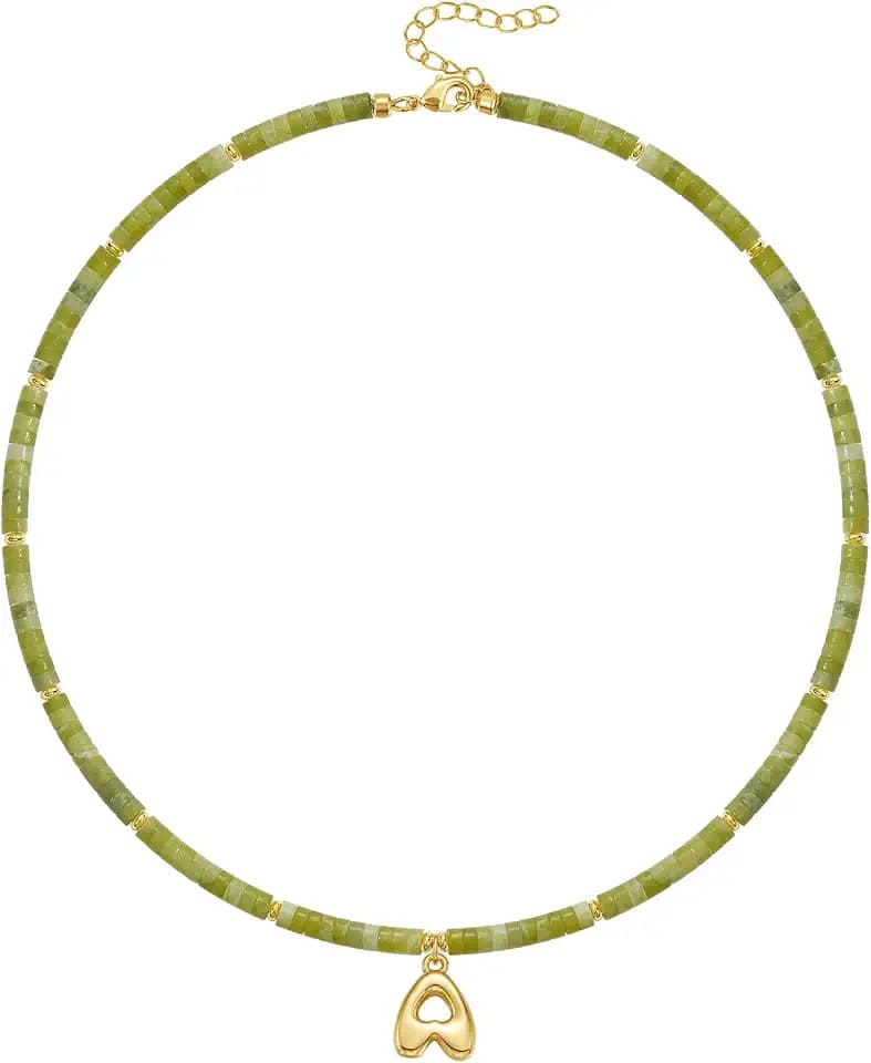KELORIS PATH Beaded Initial Necklace, 14K Gilded Plated Bubble Letter