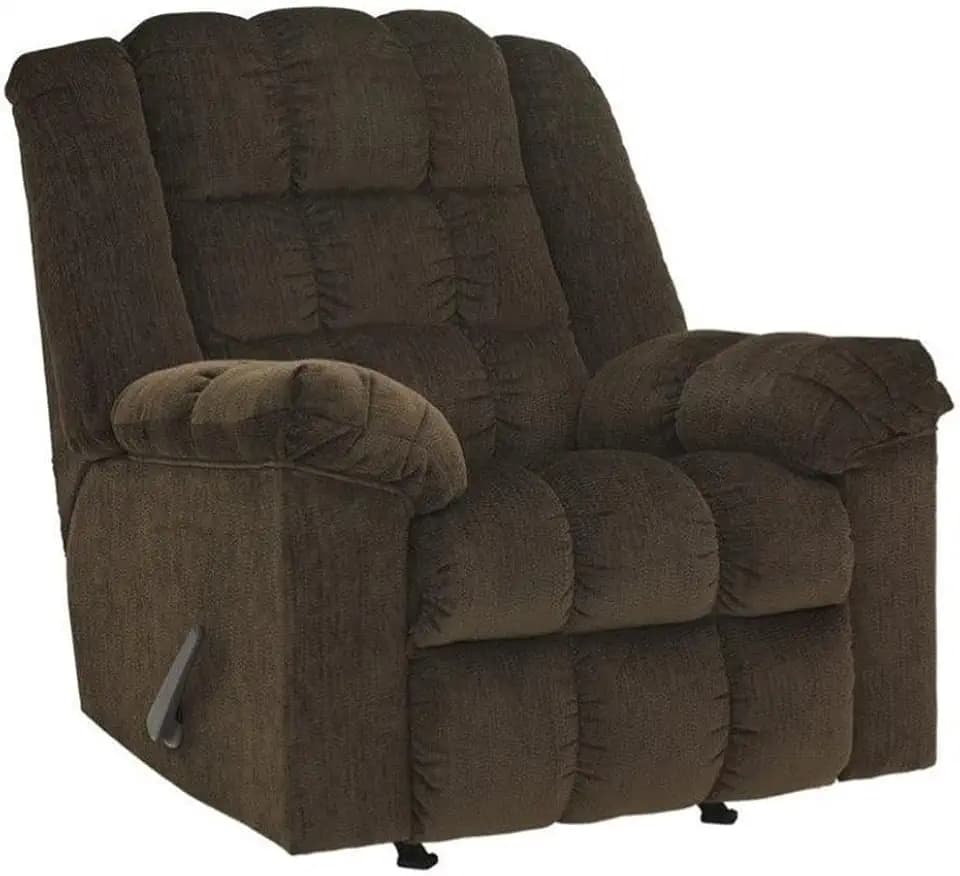 Signature Design by Ashley Ludden Ultra Plush Manual Rocker Recliner with Tufted Back, Dark Brown