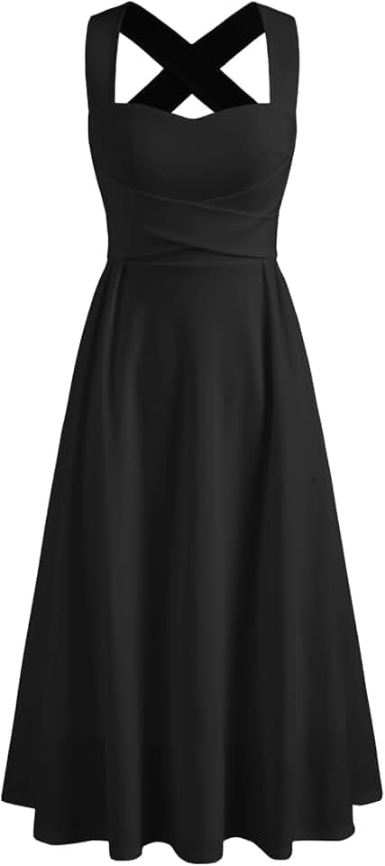 Women Wedding Guest Corset Midi Flowy A Line Dress for 2026