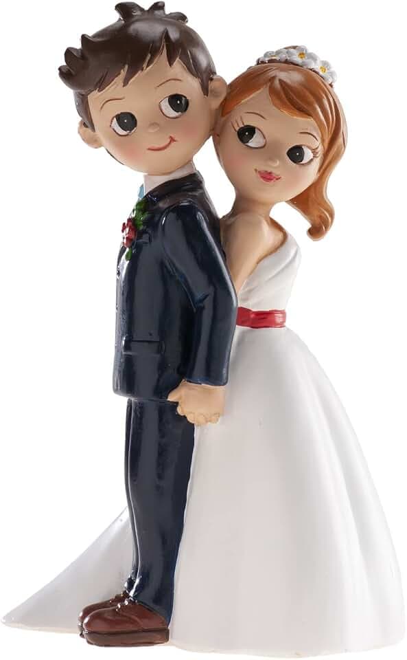 dekora - Hochzeitsdeko | Brautpaar Figuren Torte Hochzeitsdekoration - 16 cm - Hochzeitspaar mit dem Rücken zueinander - Originelles und Detailreiches Design Für den Kontakt mit Lebensmitteln geeignet