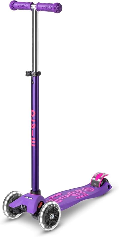 Micro Maxi Micro Deluxe (LED) | Gewichtslenkung, Höhenverstellbarer Lenker, Leicht, Bewegungsaktivierte LED-PU-Rollen, Schweizer Entwicklung