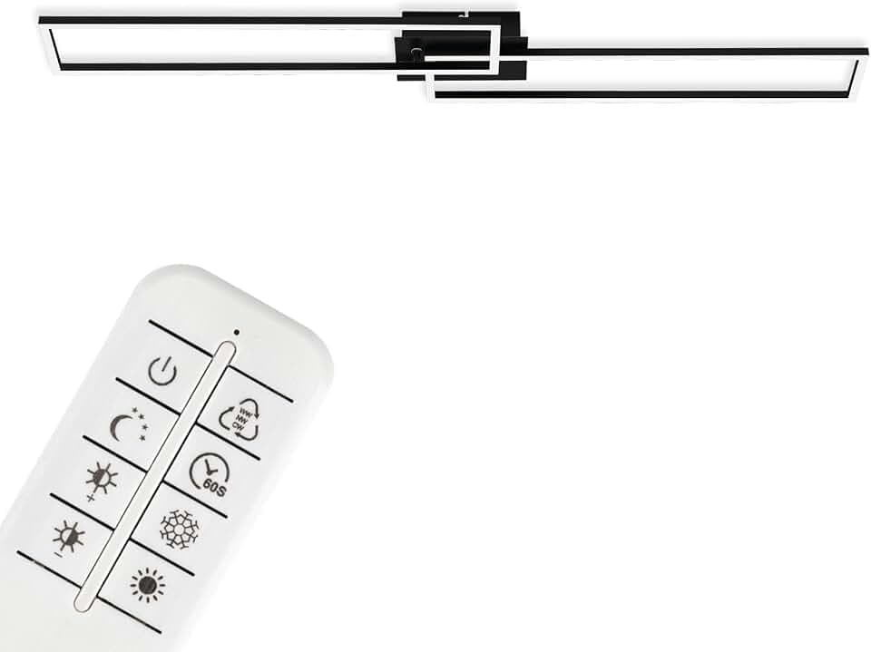 BRILONER - LED Deckenlampe mit Fernbedienung, dimmbar, einstellbar von warmweiß bis neutralweiß, LED Lampe, Deckenleuchte, Wohnzimmerlampe, Schlafzimmerlampe, Küchenlampe, 110x24,8x7,8 cm, Schwarz