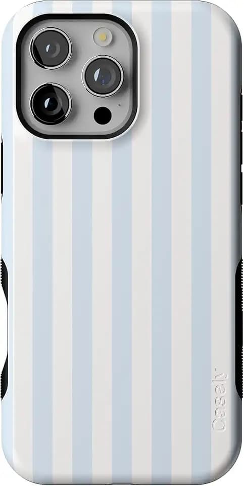 Casely iPhone 16 Pro Case | Blue Stripes | Sunday Best | Bold Protective Design | Compatible with MagSafe