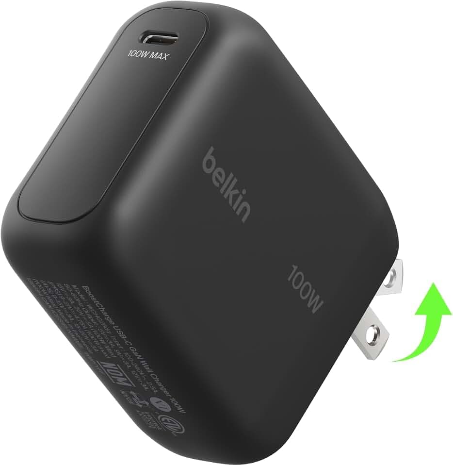 Belkin MacBook Charger, 100W Compact GaN USB C Charger Block, Fast Charging