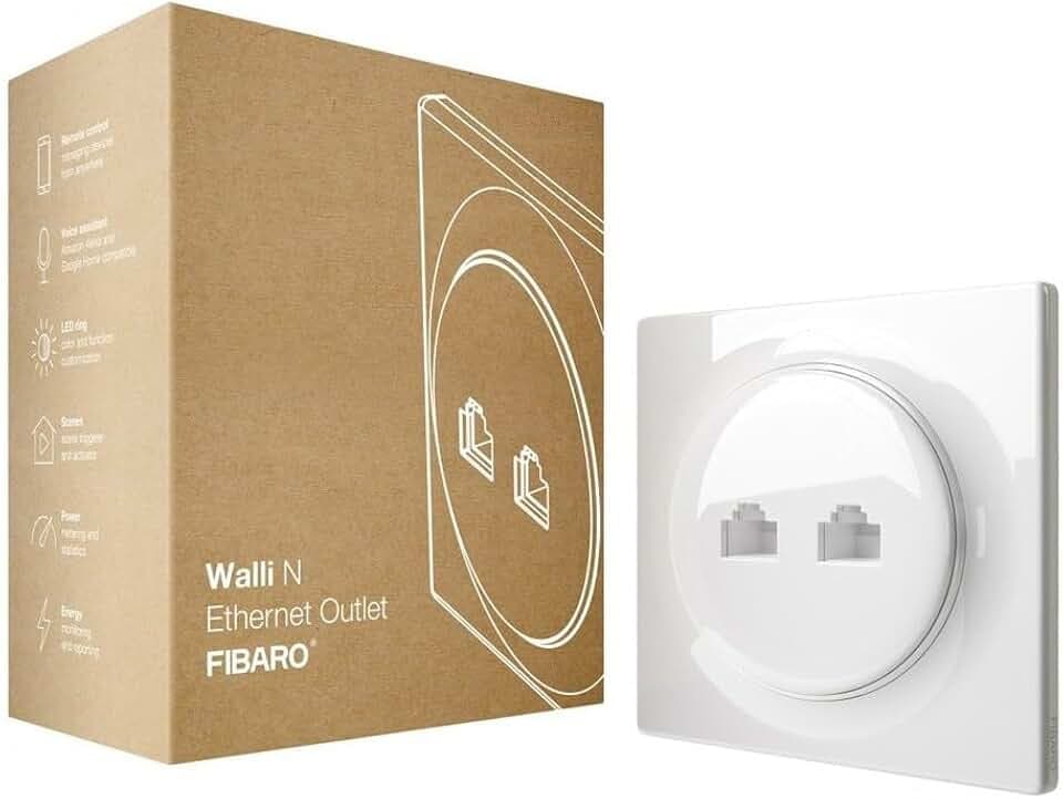 FIBARO Walli N Ethernet Outlet / Netzwerkdose Unterputz 2x RJ45 cat.6 10 Gigabit, FGWEEU-021