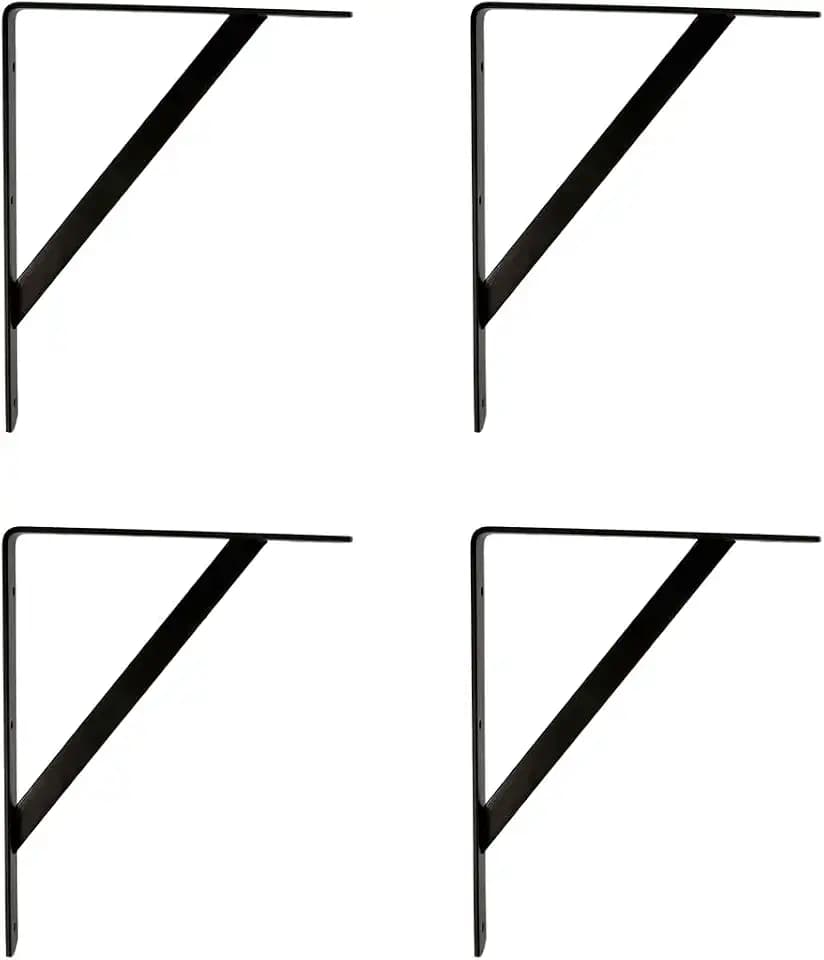 Amig - 4er-Pack Regalhalterungen Farbe Schwarz, Regalwinkel 500 x 325 mm, Robuster Stahl: bis zu 185 kg