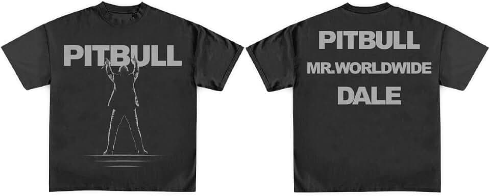 Pitbull Unisex Adult Pitbull Official Merch Dale T-Shirt, Black