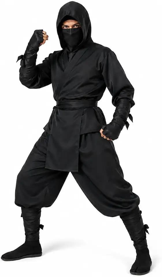 GRACEART Schwarzes Ninja-Kostüm für Herren, japanischer Samurai-Schwertkämpfer, Uniform, Anzug, Halloween, Cosplay-Outfit