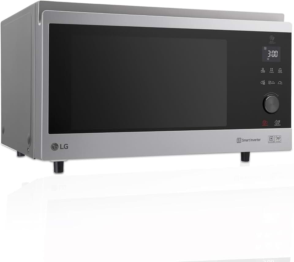 LG MJ3965ACS - Mikrowellen-Ofen 4 in 1 Smart Inverter; maximale Leistung Umluft 1850 W, Grill 950 W, Mikrowelle 1100 W; 39 l Kapazität; Edelstahl