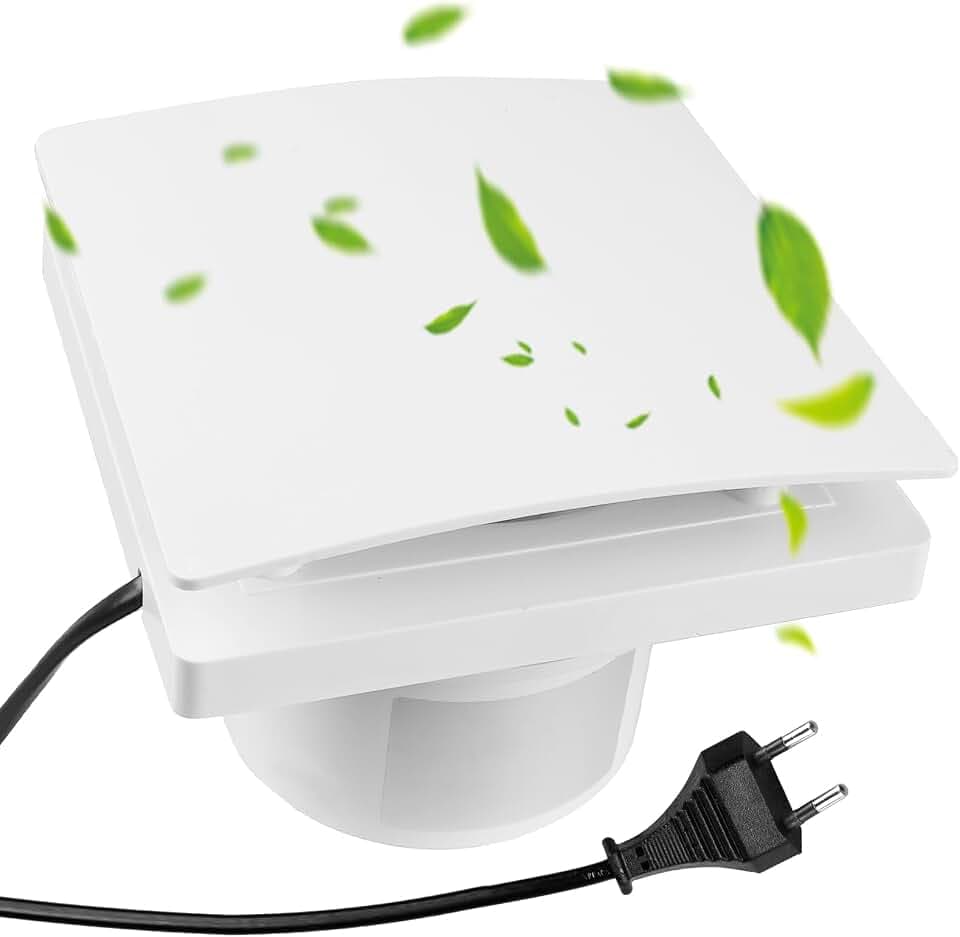BAIFULAI Badlüfter Ø100mm, Abluftventilator mit Rückstauklappe, Rohrventilator, Badezimmerlüfter Bad Lüfter Abluftventilator mit EU-Stecker 95 m³/h, 12 Watt / 34dB Wandventilator für Bad, WC, Küche