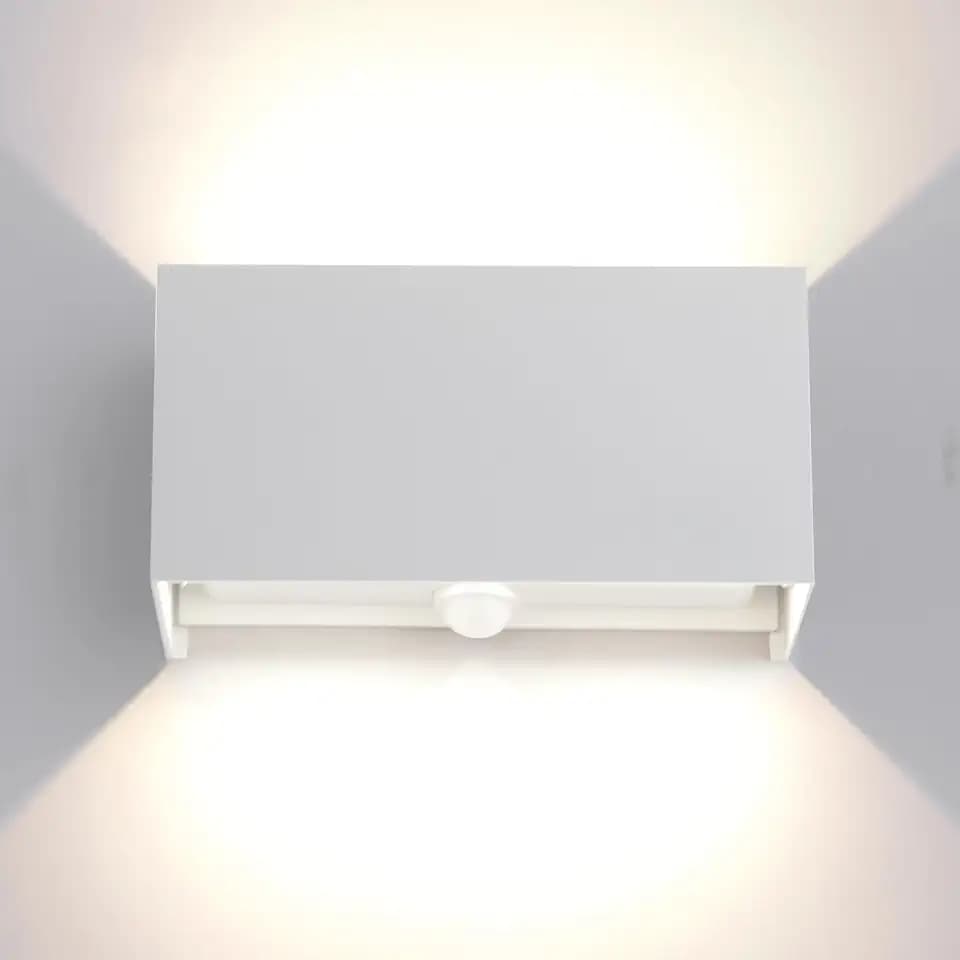 25W LED Wandleuchten mit Bewegungsmelder Weiß Wandlampe Innen 4000K Aussenlampe mit Bewegungsmelder Natürlweiss LED Wandleuchte Innen Rechteckig Verstellbar Abstrahlwinkel IP65Wandlampe Aussen 1 Stück