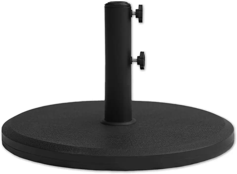 29 lb Round Plastic Built-in Cement Outdoor Umbrella Base, Heavy Duty Concrete Stand Weight for Patio Market Table Umbrella, Black