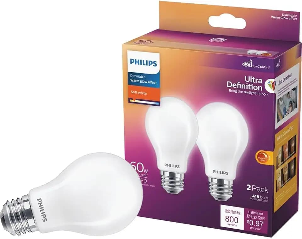 Philips 573436-8A19/PER/UD/FR/G/E26/WGD 4/2PFT20 A19 A Line Pear LED Light Bulb