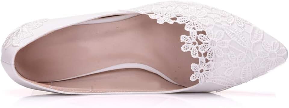 Holibanna Spitze Hochhackige Brautschuhe Mit Blumenmuster Elegante Weiße High Heels Für Hochzeit Und Party Komfortable Damen Pumps Mit 3.78 Zoll Absatz