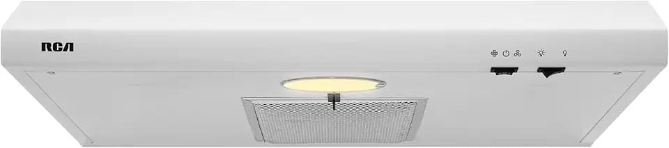 RCA R-RHUCC30SWH 30 in. Century Collection Ductless Under Cabinet Range Hood, Reusable Filter, Rocker Switch, Light, White
