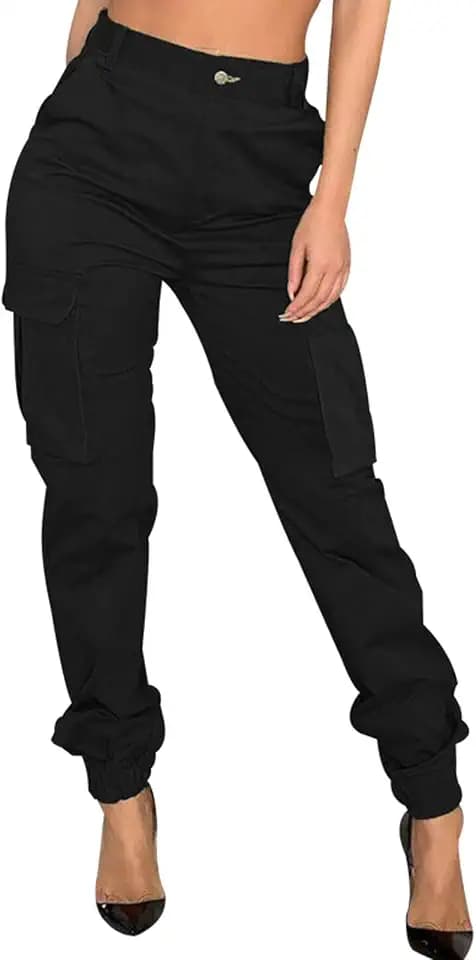 CaniBtr Women's Cargo Jogger Camo Pants with Pockets Tapered Hiking Pants